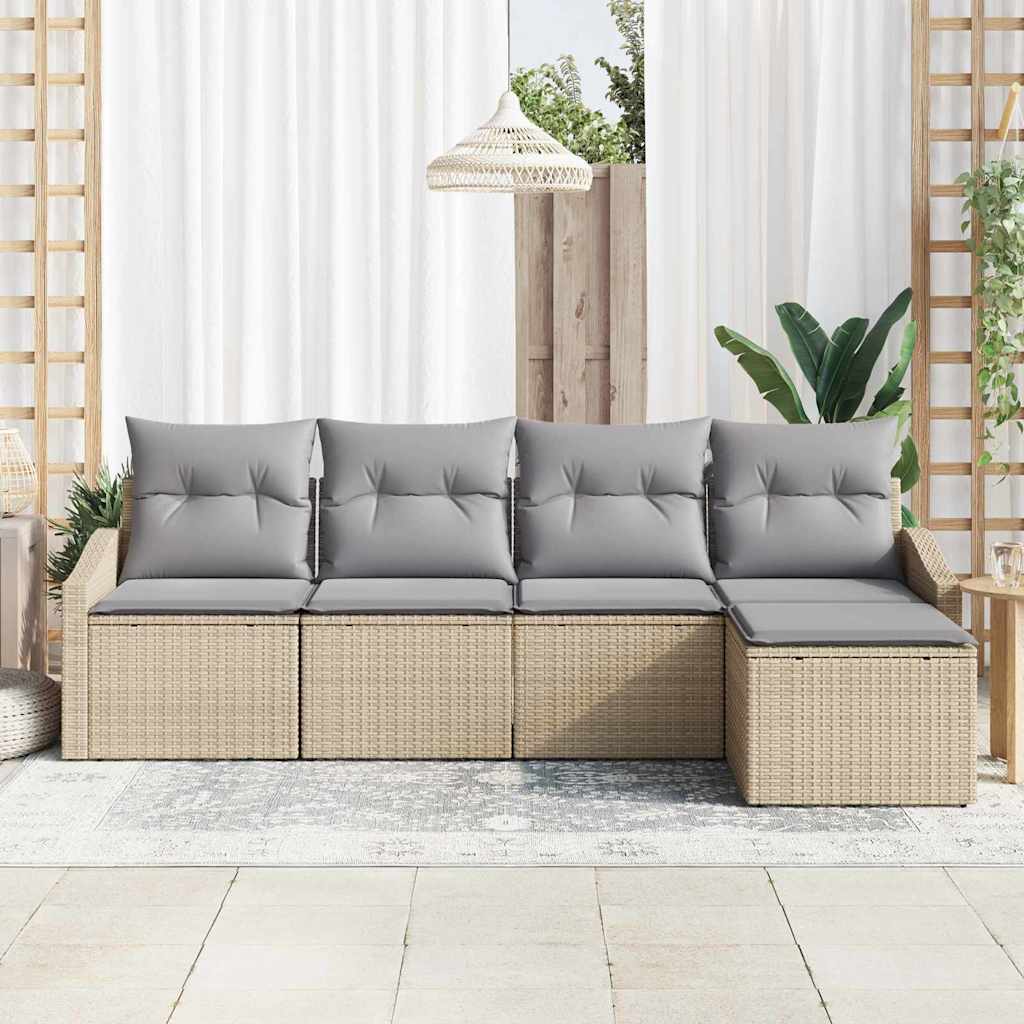 Garten Essgruppe mit Kissen 5 pcs Beige und Hellgrau